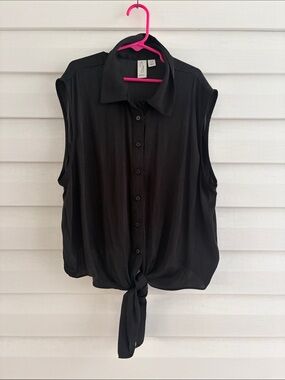 Joie Black Sleeveless Tie Front Button Down Blouse S Closet Staple Minimalist